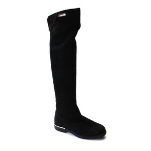 Casso-Vito Women's Faux Suede Fleece Lined Knee High Boots Black Size 6